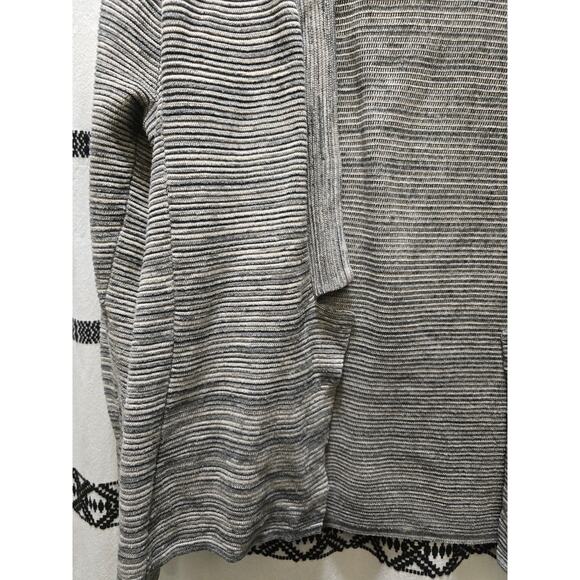 Eileen Fisher gray heather ribbed knit cotton blend open cardigan medium - Picture 6 of 12